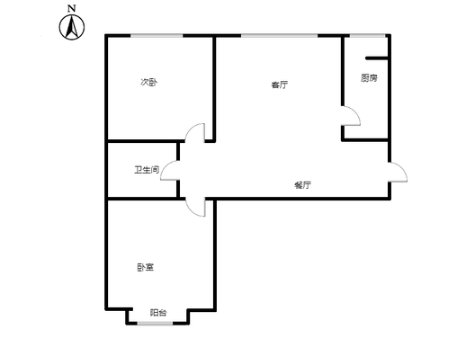 北京理想城2室2厅1卫户型图