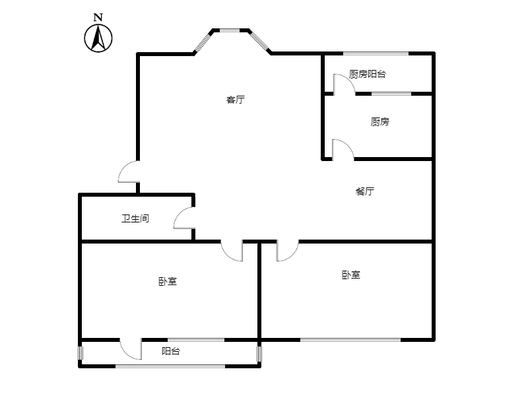 绿茵家园2室1厅1卫户型图