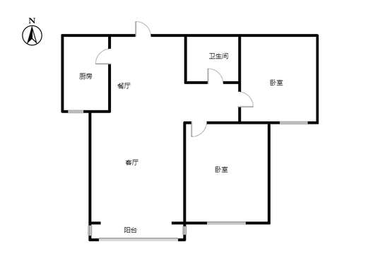 北京理想城2室2厅1卫户型图