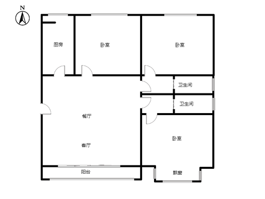 北京理想城3室2厅2卫户型图