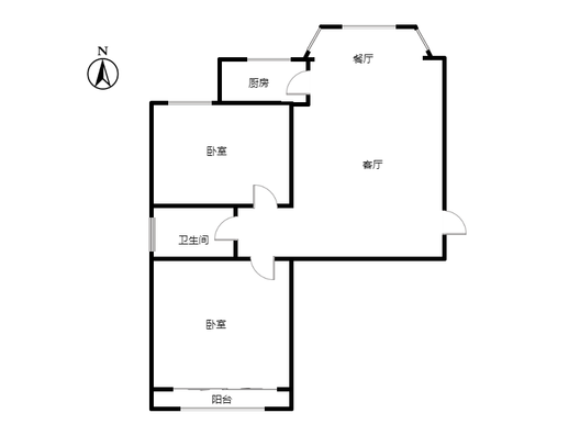 名流枫景五期2室2厅1卫户型图