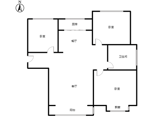天伦湾一期3室2厅1卫户型图