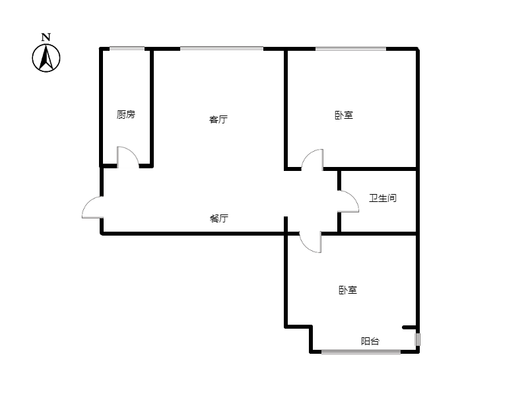 北京理想城2室2厅1卫户型图
