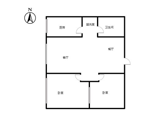汇元四季橙2室1厅1卫户型图