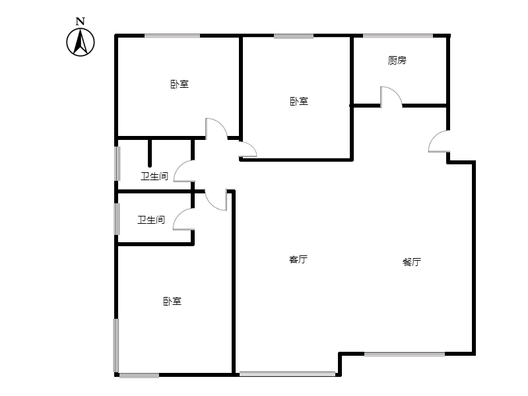 三利中和城二期西区（B区）3室2厅2卫户型图