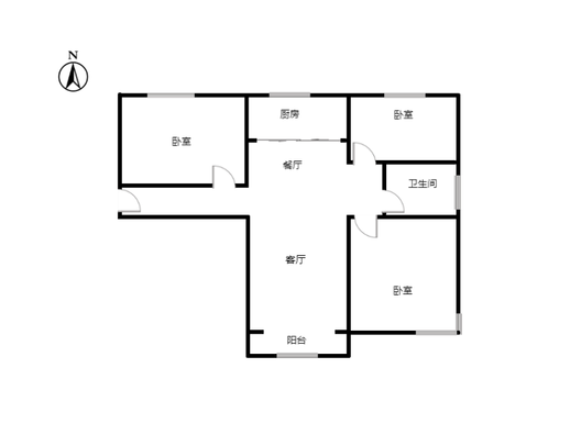 鹏渤印象城·牛津花园3室2厅1卫户型图