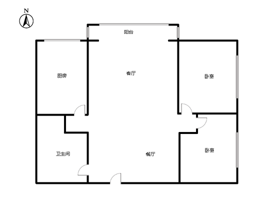 翡翠城（涿郡东区）2室2厅1卫户型图