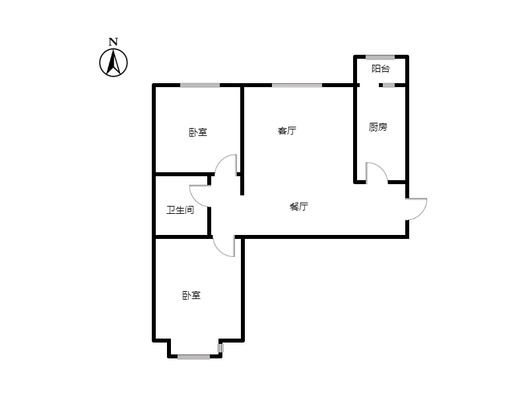 翡翠滨江2室2厅1卫户型图