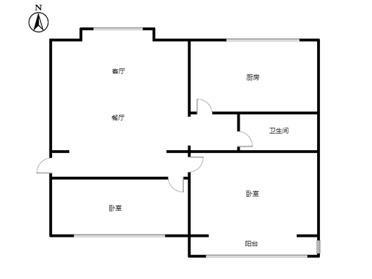 鹏润四季花园2室2厅1卫户型图