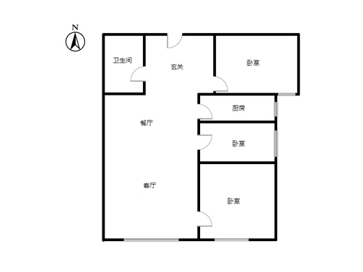 鸿坤理想湾3室2厅1卫户型图