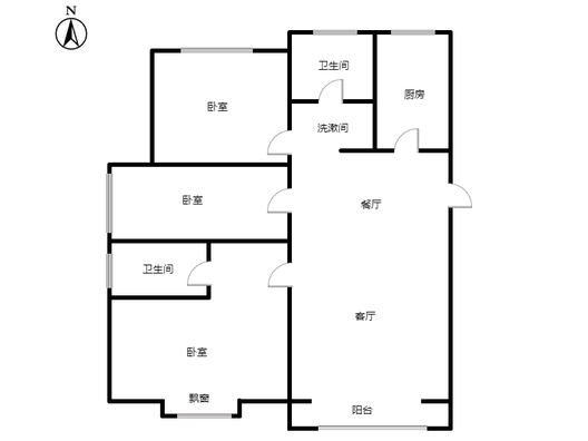 隆基泰和铂悦山3室2厅2卫户型图