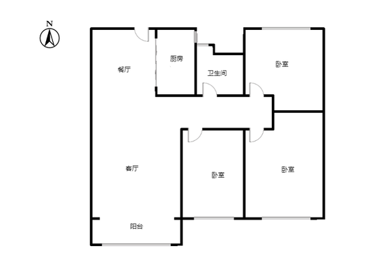 鸿坤理想尔湾3室2厅1卫户型图