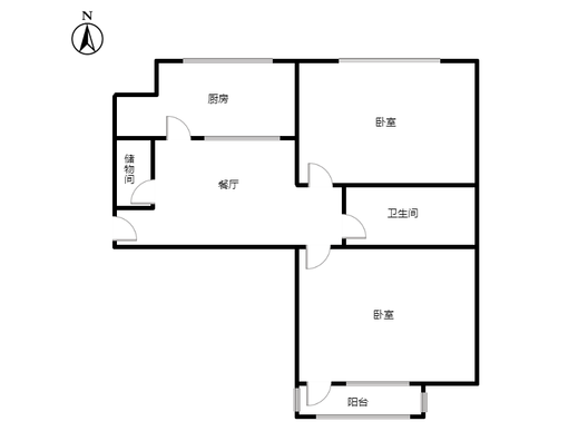 铁道部建厂局家属楼（机械总队家属院）2室1厅1卫户型图