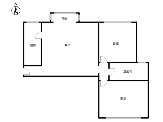 汇元新天地2室1厅1卫户型图