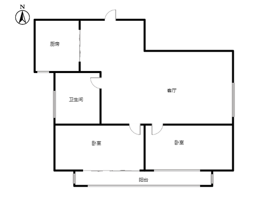 鸿盛凯旋门2室2厅1卫户型图