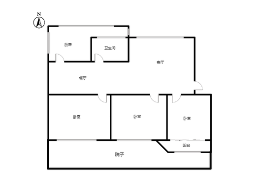 槐林新村3室2厅1卫户型图