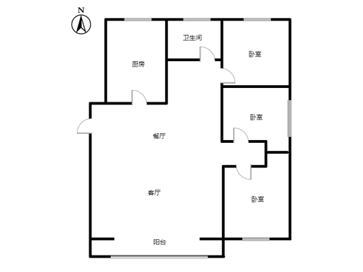 上河天著3室2厅1卫户型图