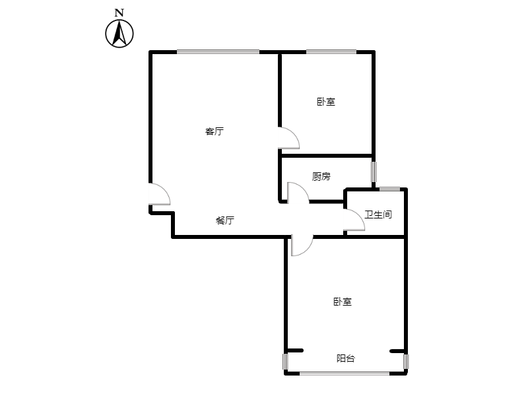云景城2室2厅1卫户型图