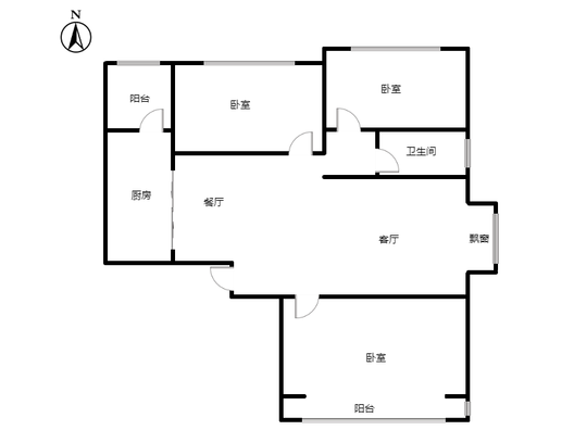 天伦湾一期3室2厅1卫户型图
