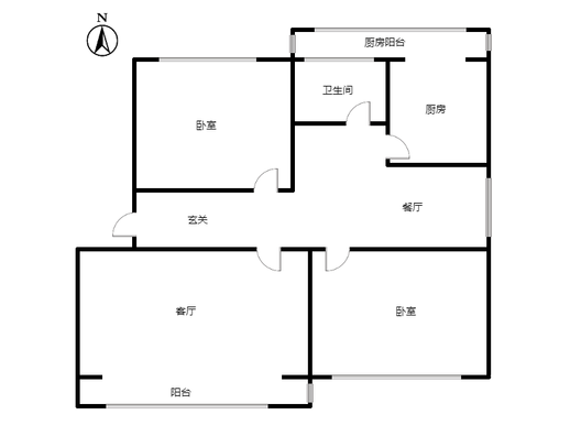建设局住宅小区2室2厅1卫户型图
