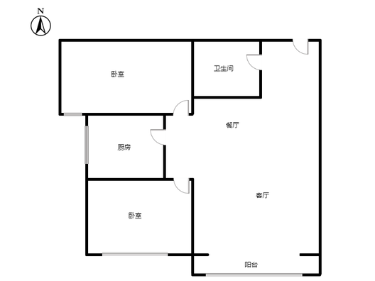 天保青花府2室2厅1卫户型图