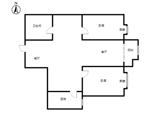 公园壹号2室2厅1卫户型图