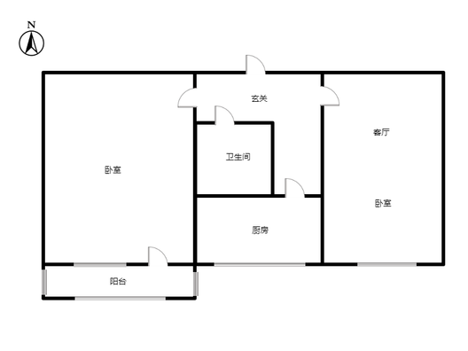 温馨小区2室1厅1卫户型图