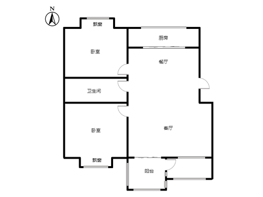 仙颐园小区2室2厅1卫户型图