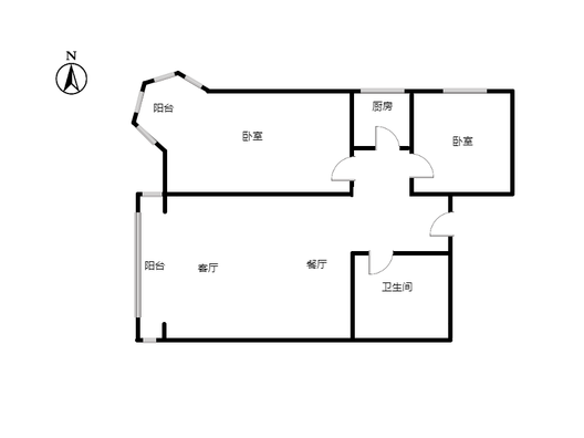 鸿盛凯旋门2室2厅1卫户型图
