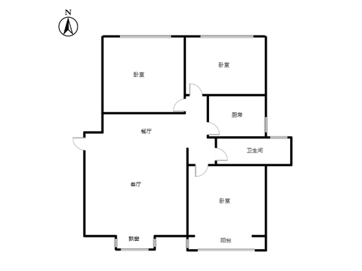 祥云里3室2厅1卫户型图