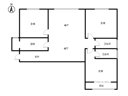 卓悦城北京未3室2厅1卫户型图