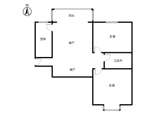 翡翠城（涿郡东区）2室2厅1卫户型图