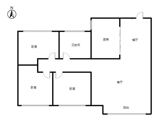 隆基泰和铂悦山3室2厅1卫户型图