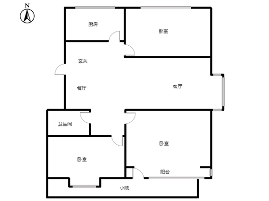 天保青花府3室2厅1卫户型图