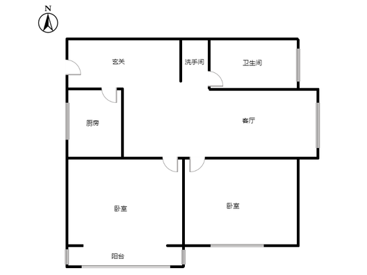 翡翠城（涿郡东区）2室1厅1卫户型图