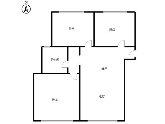 三利中和城一期2室2厅1卫户型图