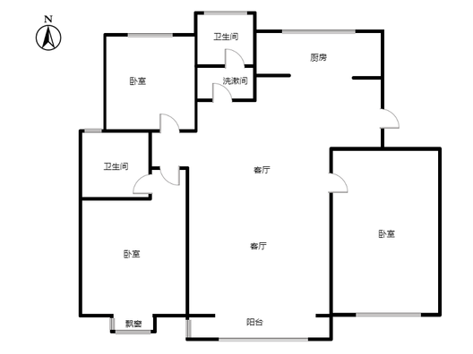 天地新城3室2厅2卫户型图