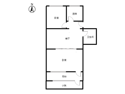 铁道部建厂局小区（范阳路）2室1厅1卫户型图