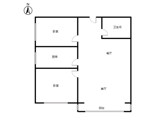 翡翠城（涿郡东区）2室2厅1卫户型图