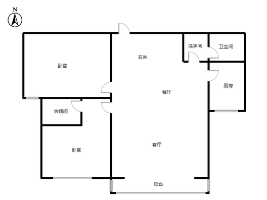 金茂府（鹏渤公园里）2室2厅1卫户型图