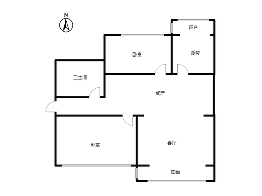 农大涿园小区2室2厅1卫户型图
