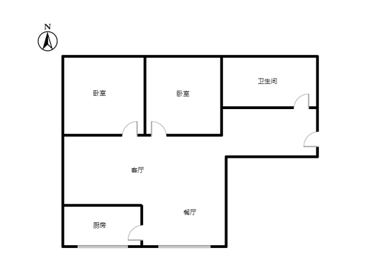 惠友旺角2室2厅1卫户型图