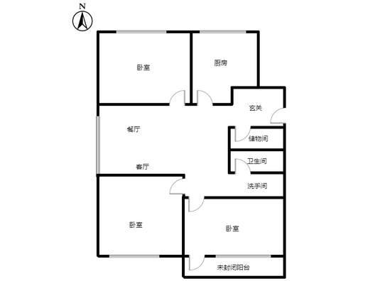 桃源新都孔雀城3室2厅1卫户型图