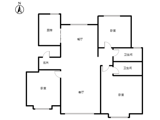 紫樾华庭二期3室2厅2卫户型图
