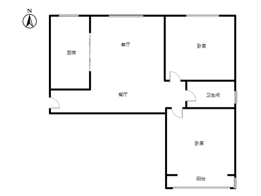 水岸花城2室2厅1卫户型图