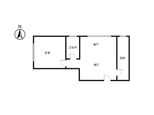 翡翠滨江1室2厅1卫户型图
