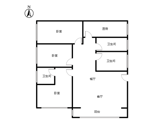 东方家园3室2厅2卫户型图