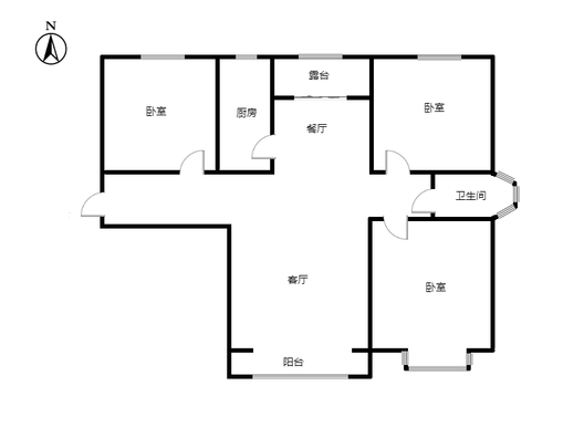 香邑溪谷玫瑰园3室2厅1卫户型图