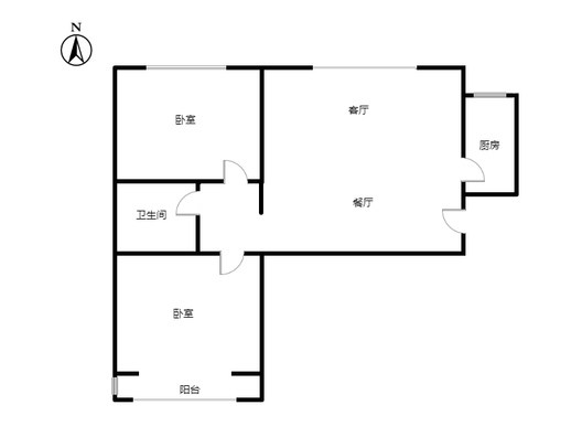 名流美域2室2厅1卫户型图