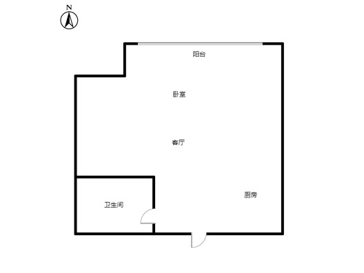 万科城际之光1室1厅1卫户型图